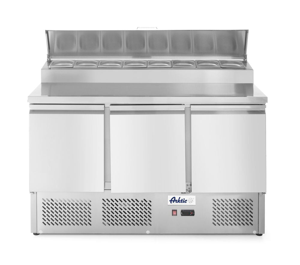 Saladette 3 portes avec vitrine réfrigérée GN surélevée 380L, Arktic, 230V/310W, 1365x702x(H)1265mm