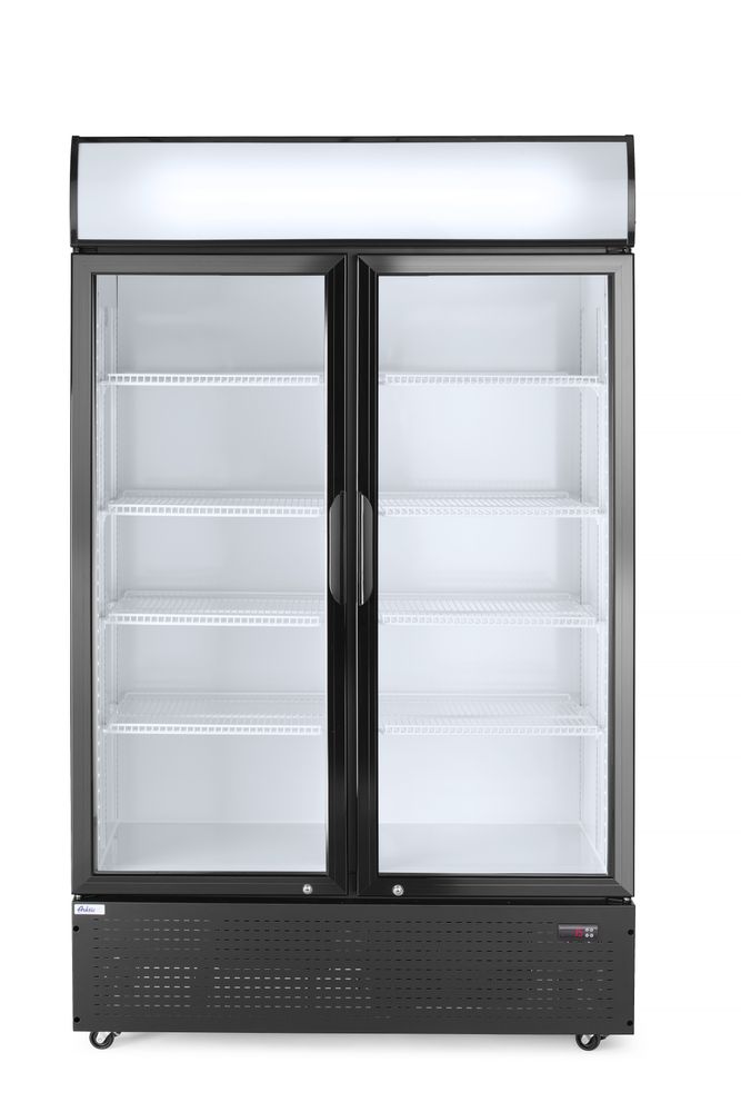 Armoire réfrigérée avec panneau rétro-éclairé, double porte, Arktic, 512L, Noir, 220-240V/510W, 1120x585x(H)1900mm