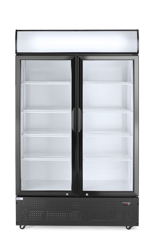 Armoire réfrigérée avec panneau rétro-éclairé, double porte, Arktic, 512L, Noir, 220-240V/510W, 1120x585x(H)1900mm