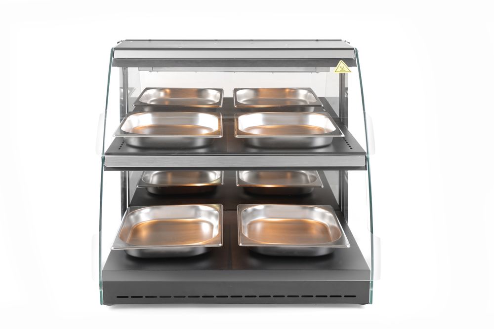 Vitrine de table chauffante quartz deux niveaux, HENDI, 230V/560W, 650x485x(H)630mm