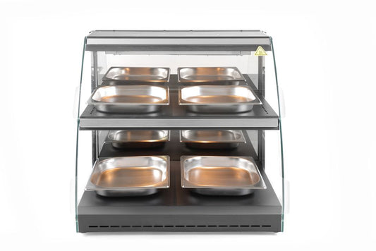 Vitrine de table chauffante quartz deux niveaux, HENDI, 230V/560W, 650x485x(H)630mm
