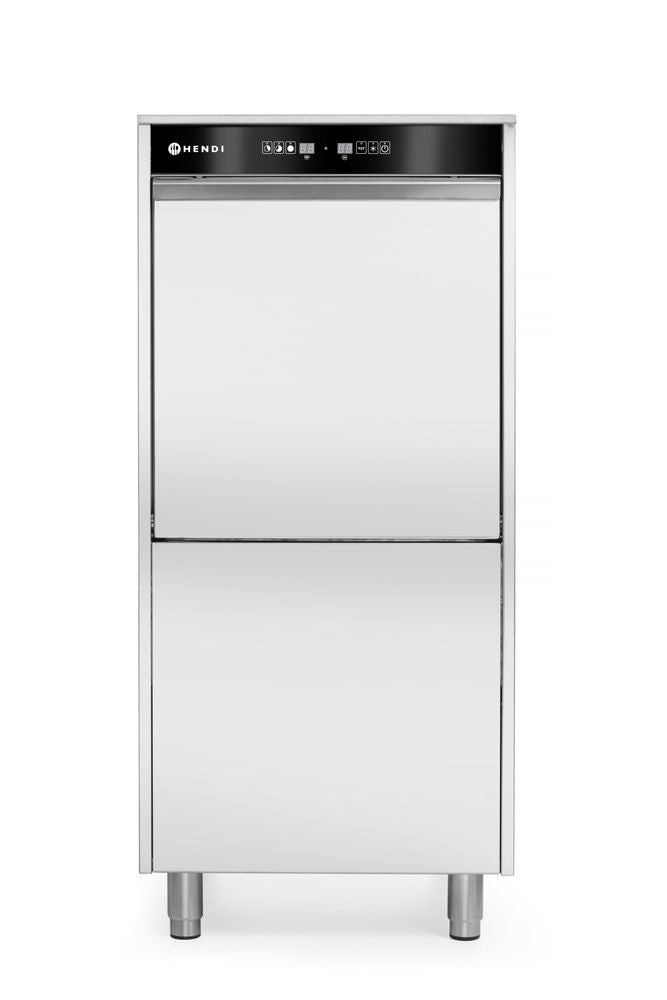 Lave-vaisselle 50x60 pour plateaux et casseroles – à commande électronique, avec système de dosage de détergent et pompe de vidange, HENDI, 400V/7100W, 595x777x(H)1335mm
