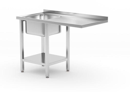 Table avec évier, espace pour lave-vaisselle et étagère, HENDI, gauche, 1200x700x(H)850mm