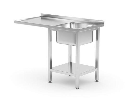 Table avec évier, espace pour lave-vaisselle et étagère, HENDI, Droit, 1200x700x(H)850mm
