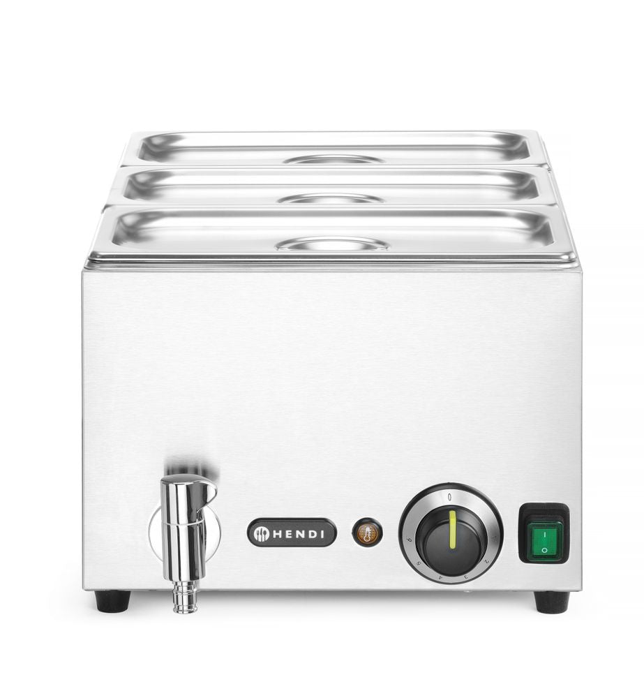 Set Bain-marie avec robinet de vidange HENDI RANGER + 3 x bac GN 1/3 avec couvercle, HENDI, GN 1/1, 230V/1000W, 604x332x(H)242mm