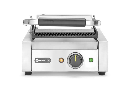 Grill de contact - modèle simple, HENDI, dessus et dessous rainurés, 230V/1800W, 310x426x(H)210mm
