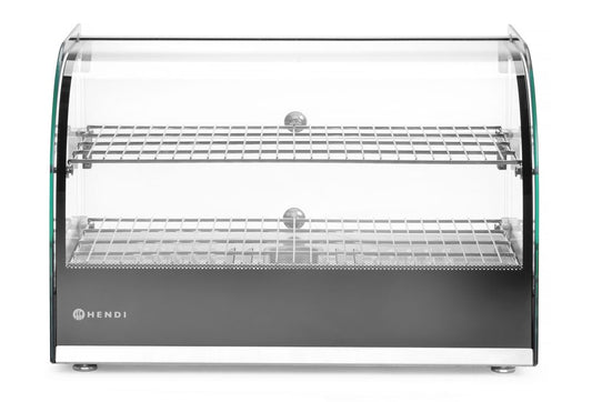 Vitrine de table chauffante deux niveaux, HENDI, deux niveaux, Noir, 220-240V/800W, 554x376x(H)376mm