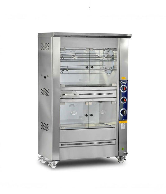 Rôtissoire à tambour 1 étage de cuisson 1 étage maintien chaud  5 broches +20 poulets ELECTRIQUE - PIMAK -  M007-E