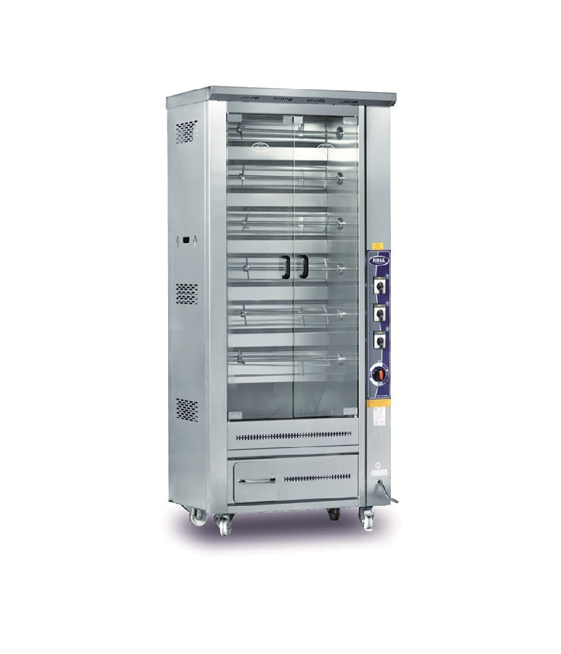 Rôtissoire murale 6 broches 24 poulets sur roulettes à GAZ - PIMAK -  PI3/M012B