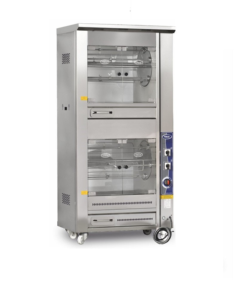 Rôtissoire 2 étages de cuisson à tambour 5+5 broches / 20+20 poulets ELECTRIQUE - PIMAK - M009 - E