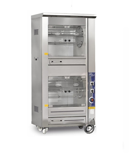 Rôtissoire 2 étages de cuisson à tambour 5+5 broches / 20+20 poulets ELECTRIQUE - PIMAK - M009 - E