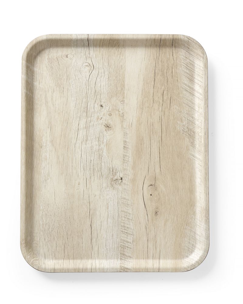 Plateau de service en mélamine avec imprimé bois, HENDI, Bois clair, 330x430mm