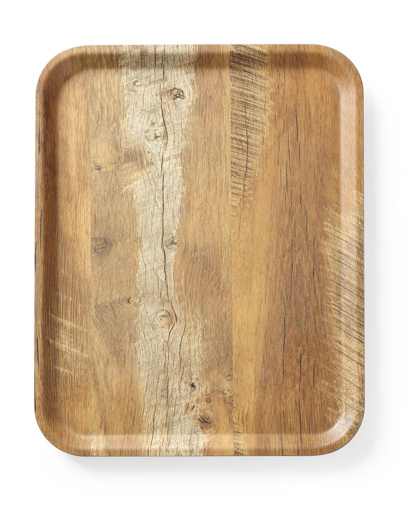 Plateau de service en mélamine avec imprimé bois, HENDI, Bois, 330x430mm