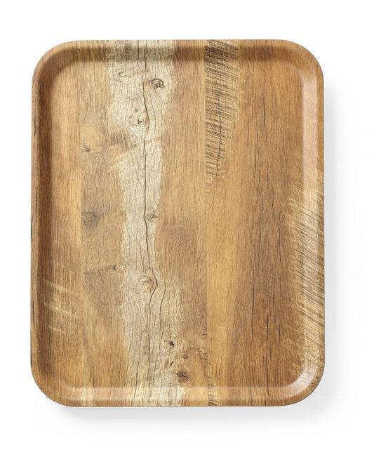 Plateau de service en mélamine avec imprimé bois, HENDI, Bois, 330x430mm
