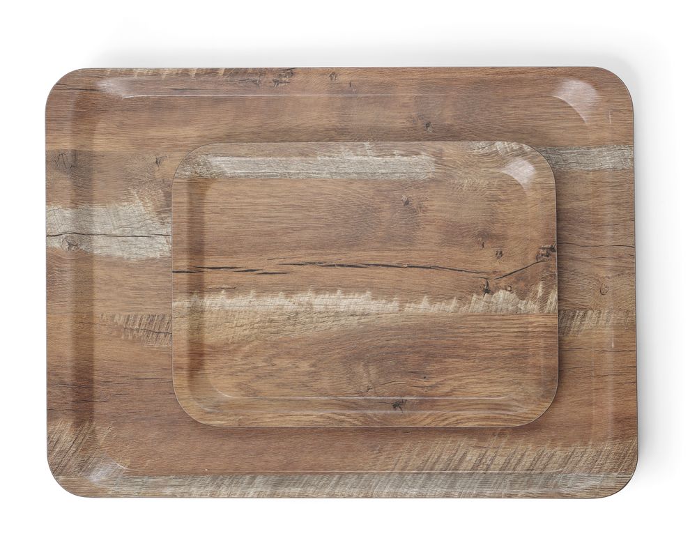 Plateau de service en mélamine avec imprimé bois, HENDI, Bois, 240x340mm