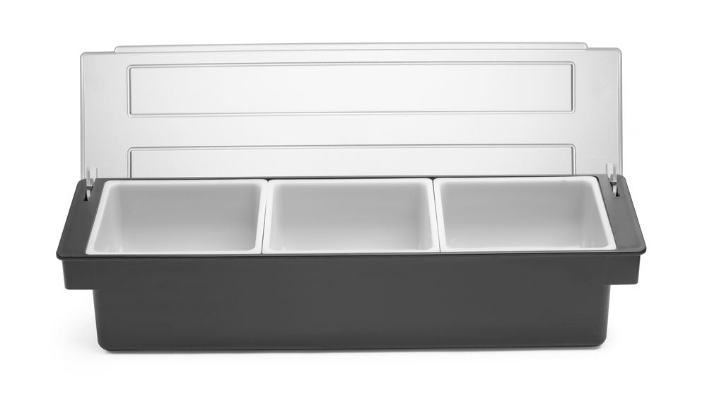Boîte à ingrédients - 3 bacs, BarUp, Noir, 480x150x(H)100mm