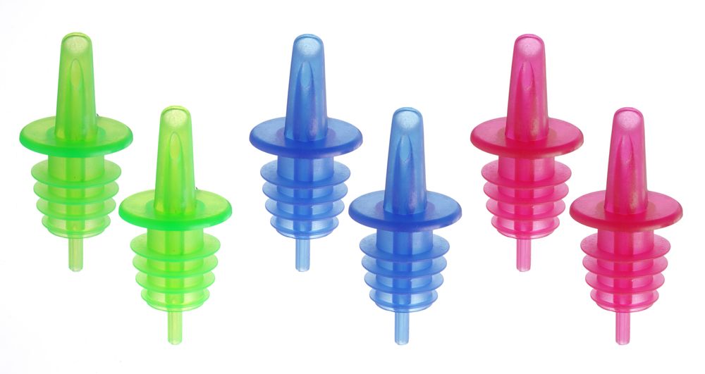 Bec-verseur à écoulement libre - set de 6, BarUp, 2 bleu, 2 rouge, 2 vert, Rouge, 6 u