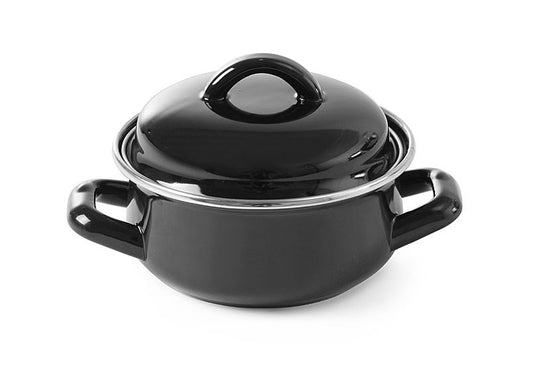 Marmite à soupe ou à sauce - avec couvercle, HENDI, noir, 0,65L, ⌀135x(H)110mm