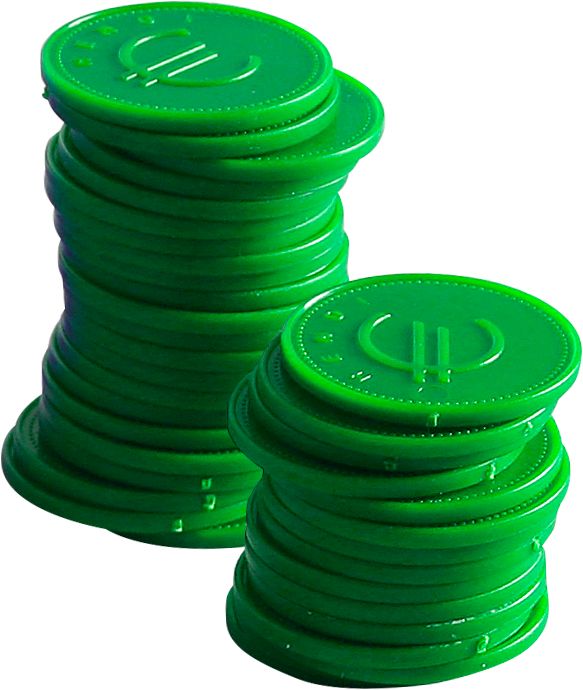 Jetons - 100 pièces, BarUp, Vert, 100 u., ⌀25mm