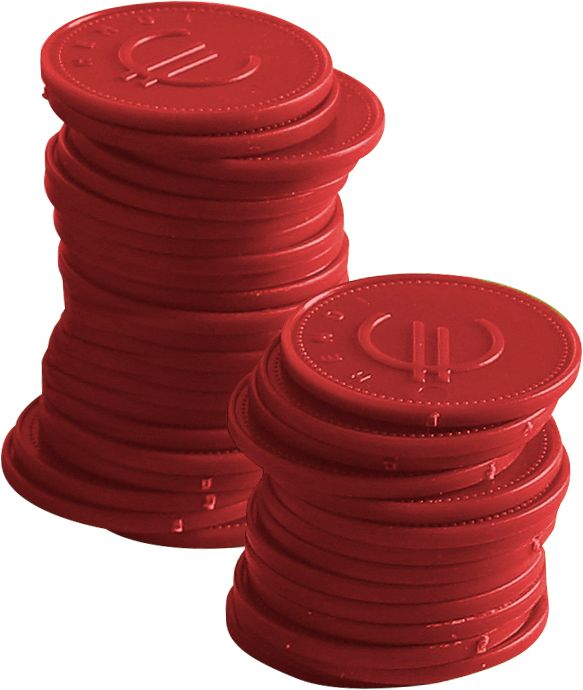 Jetons - 100 pièces, BarUp, Rouge, 100 u., ⌀25mm
