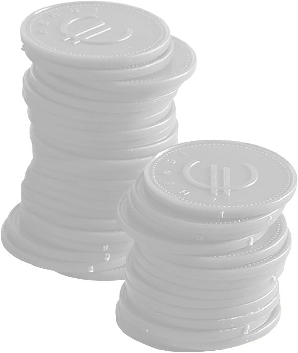 Jetons - 100 pièces, BarUp, Blanc, 100 u., ⌀25mm