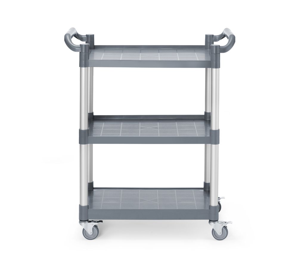 Chariot de service en polypropylène - 3 étagères, petit, AmerBox, 800x420x(H)945mm