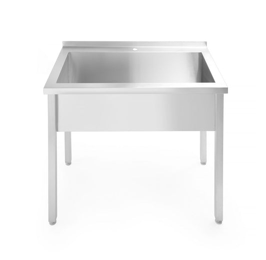 Table avec évier simple Budget Line – vissée, profondeur : 600 mm, HENDI, Budget Line, 800x600x(H)850mm