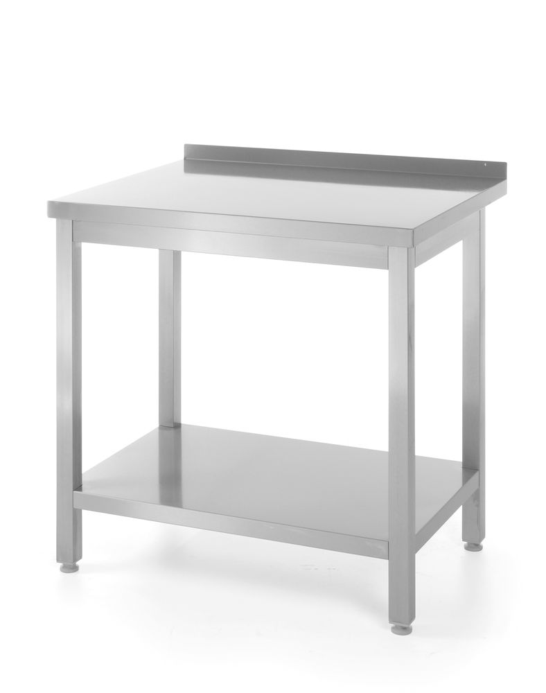 Table de travail murale avec dosseret et étagère - profondeur 600 mm, HENDI, Kitchen Line, 800x600x(H)850mm