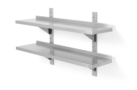 Double étagère murale réglable, avec deux supports en acier, HENDI, 1000x300x(H)600mm