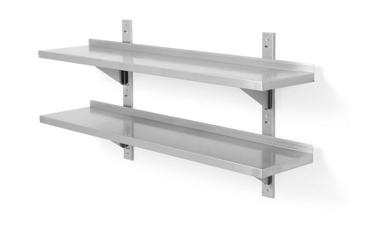 Double étagère murale réglable, avec deux supports en acier, HENDI, 1200x300x(H)600mm
