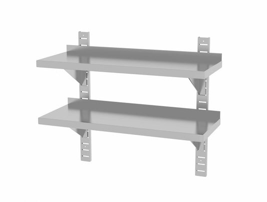 Double étagère murale réglable, avec deux supports en acier, HENDI, 800x300x(H)600mm