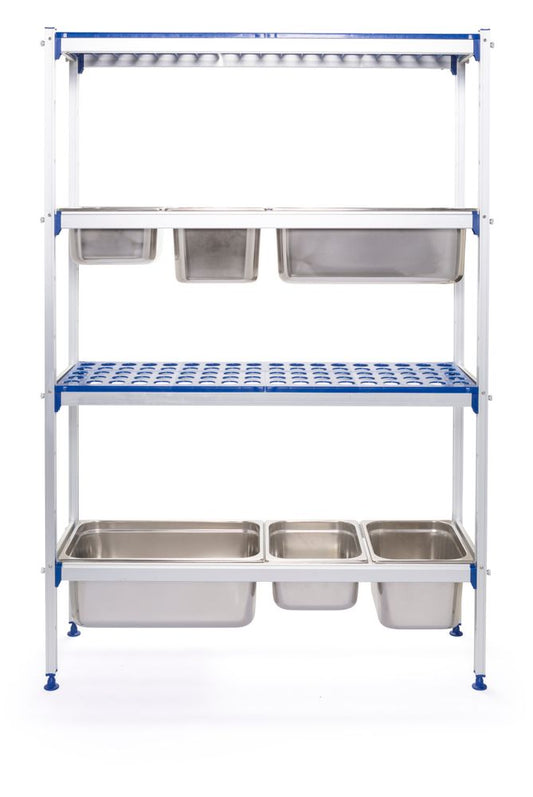 Rayonnage en aluminium pour bacs gastronormes, HENDI, 1120x355x(H)1685mm