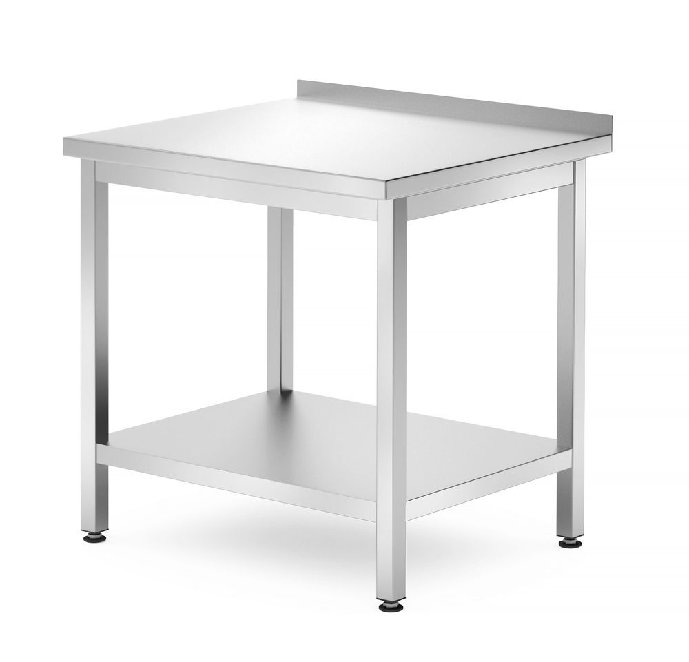 Table de travail murale avec étagère - vissée, profondeur : 700 mm., HENDI, Kitchen Line, 800x700x(H)850mm