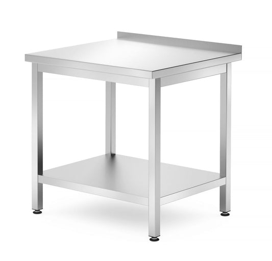 Table de travail murale avec étagère - vissée, profondeur : 700 mm., HENDI, Kitchen Line, 800x700x(H)850mm