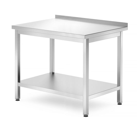 Table de travail murale avec étagère - vissée, profondeur : 700 mm., HENDI, Kitchen Line, 1000x700x(H)850mm