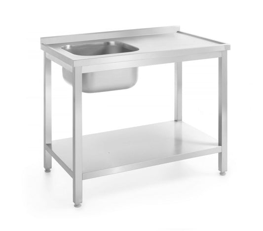 Table d’évier simple avec étagère, HENDI, Kitchen Line, Gauche, 1000x700x(H)850mm