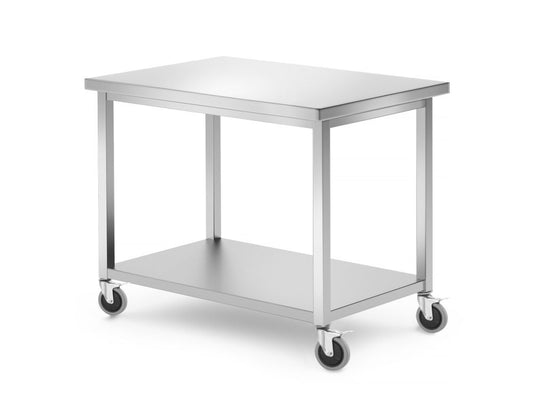 Table mobile avec étagère -vissée, profondeur 700 mm, HENDI, Kitchen Line, 1000x700x(H)850mm