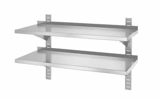 Étagère murale réglable double, avec deux supports en acier, HENDI, 1000x400x(H)600mm
