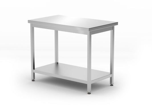 Table de travail centrale avec étagère Budget Line - vissée, profondeur : 600 mm, HENDI, Budget Line, 1000x600x(H)850mm