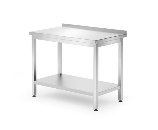 Table de travail murale avec étagère Budget Line - vissée, profondeur : 600 mm, HENDI, Budget Line, 1000x600x(H)850mm