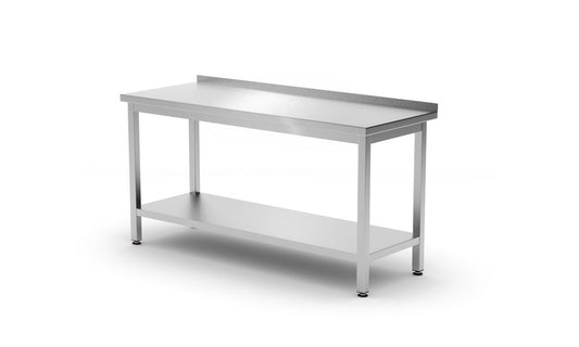 Table de travail murale avec étagère Budget Line - vissée, profondeur : 600 mm, HENDI, Budget Line, 1200x600x(H)850mm