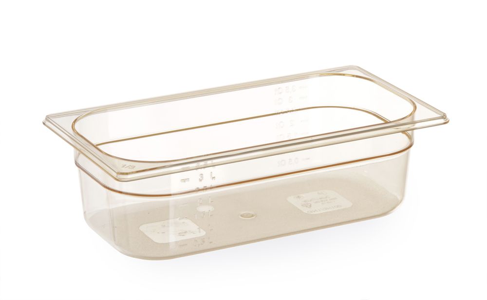 Bac gastronorme 1/3 résistant aux températures élevées, HENDI, GN 1/3, 2,5L, Transparent, 325x176x(H)65mm