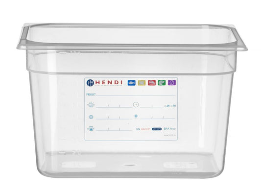 Bac Gastronorme 1/2, HENDI, GN 1/2, 12,5L, Transparent, 325x265x(H)200mm