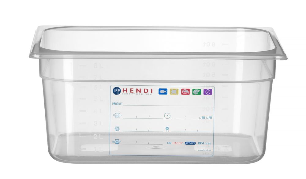 Bac Gastronorme 1/2, HENDI, GN 1/2, 9,5L, Transparent, 325x265x(H)150mm