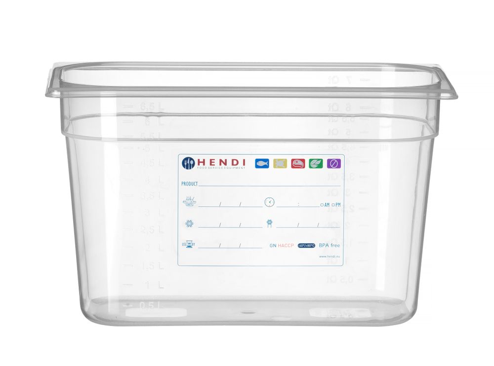 Bac Gastronorme 1/3, HENDI, GN 1/3, 7,8L, Transparent, 325x176x(H)200mm