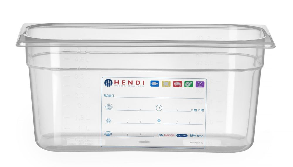 Bac Gastronorme 1/3, HENDI, GN 1/3, 5,7L, Transparent, 325x176x(H)150mm