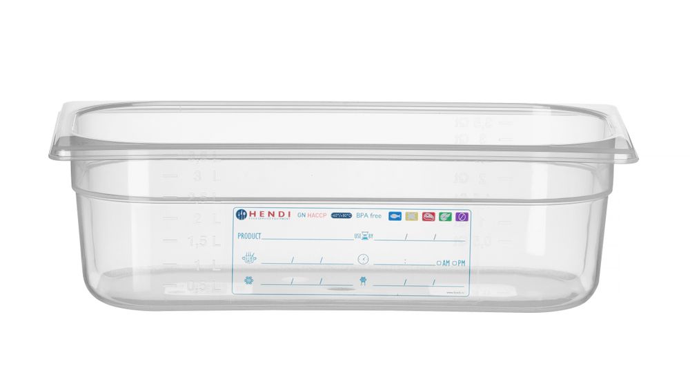 Bac Gastronorme 1/3, HENDI, GN 1/3, 4L, Transparent, 325x176x(H)100mm