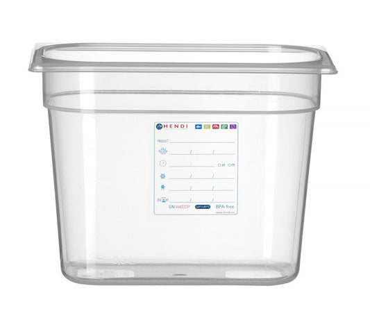 Bac Gastronorme 1/4, HENDI, GN 1/4, 5,5L, Transparent, 265x162x(H)200mm