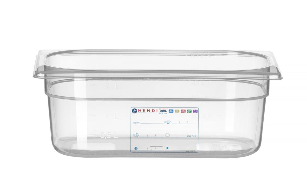 Bac Gastronorme 1/4, HENDI, GN 1/4, 2,8L, Transparent, 265x162x(H)100mm