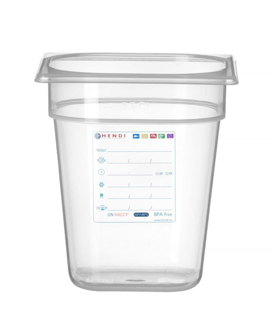 Bac Gastronorme 1/6, HENDI, GN 1/6, 3,4L, Transparent, 176x162x(H)200mm